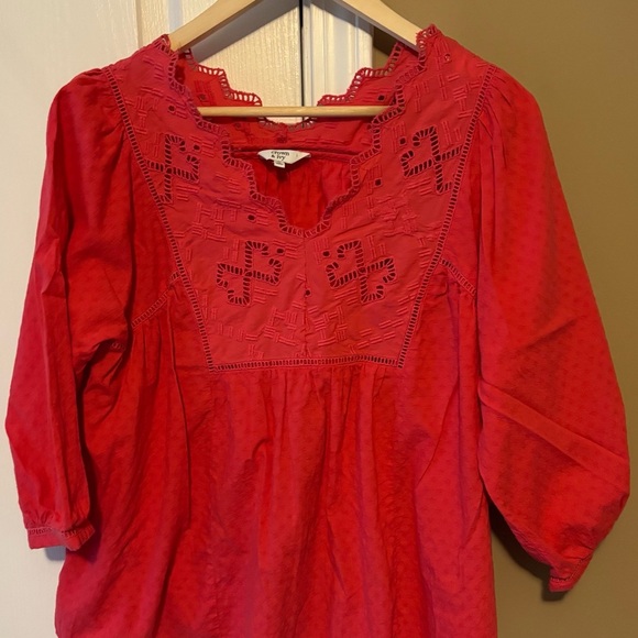 crown & ivy Tops - Crown & Ivy Red Embroidered Blouse